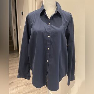 ***Lauren Ralph Lauren*** Classic Non - Iron Navy Button-Up Shirt